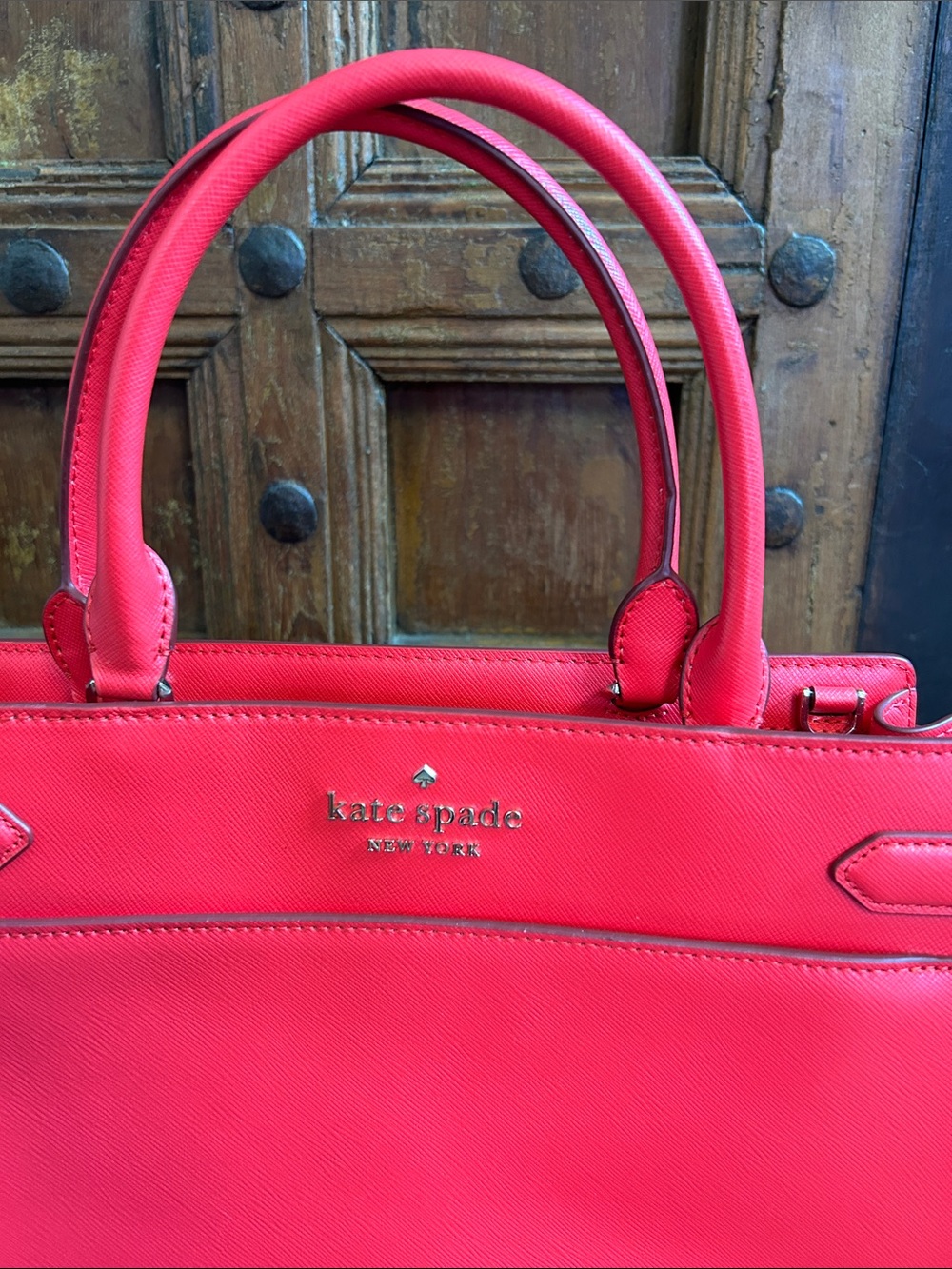 Kate Spade Staci Red Saffiano leather Satchel Crossbody - Picture 2 of 10